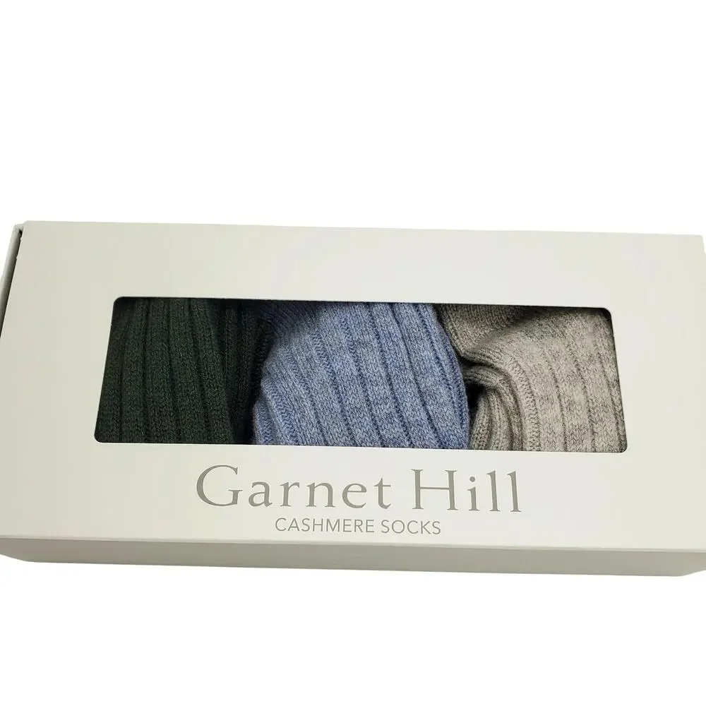 Cashmere Socks 3 Pack Gift Set Women 9-11 Garnet Hill Crew Luxury New Cozy Soft